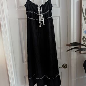 See You Monday Black Dress with White Accents